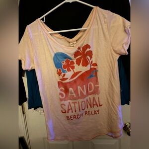 Hollister Red and Blue Floral Tee